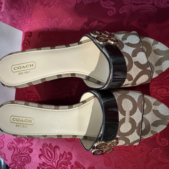 Coach Geri Canvas Wedge Sandals - Picture 1 of 5